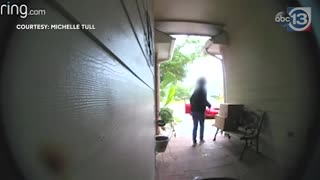Package Thief Confronted By Homeowner Through Her Security Camera!