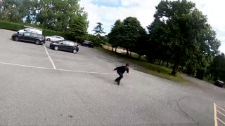 Guy Attempts Steep Ramp on Roller Blades