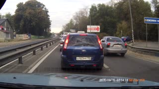 Car Crashes Over A Highway Median