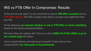 IRS vs FTB Offer In Compromise: The Similarities, The DIfferences