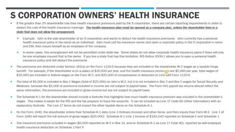 How to Deduct Health Insurance for S Corporation Shareholders on Form 1120-S and Form 1040