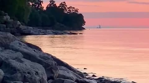 Pink sunrise on Lake Ontario