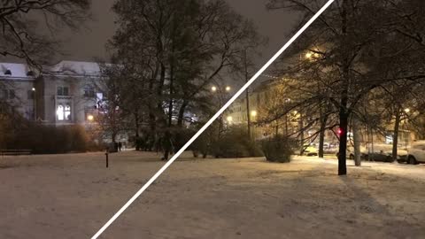 Czech Republic - Brno - A Glimpse of Brno City Captured in a Snowfall night