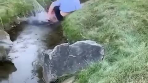 This man fell into the water with the bicycle