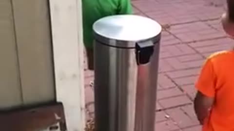 Kids Jokingly Hit Each Other With Trash very funny