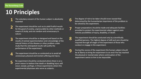 NUREMBERG CODE OF ETHICS FOR EXPERIMENTATION - BROKEN