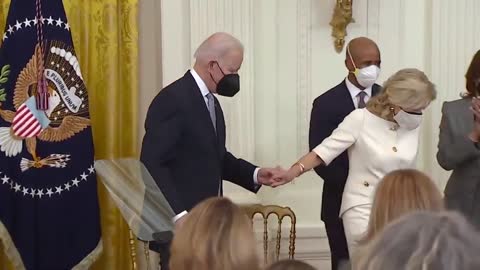 Bumbling Joe Biden breaks WH Covid measures - reprimanded by First Lady?