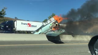 Fiery Plane Crash Shuts Down Freeway