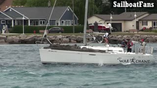 WAR CHANT Sailboat Light Cruise Under Bluewater Bridges In Sarnia