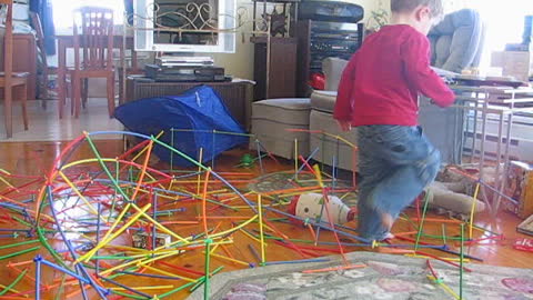 Kidzilla attacks! Buildings reduced to straws and connectors