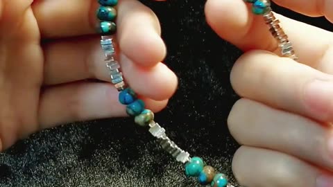 Natural turquoise roundle beads and 925 silver handmade bracelet full strand 8inch Unique Gifts