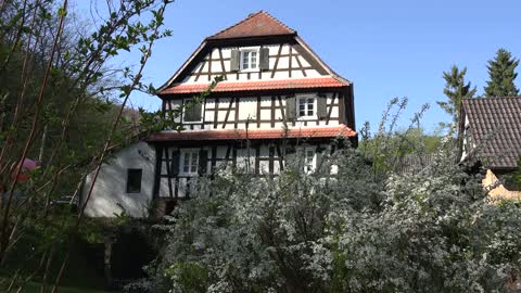 France Alsace Farmhouse And Blue Sky