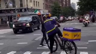 WOW: Cyclist Gets Pushed To The Ground To Make Way For Biden's Motorcade