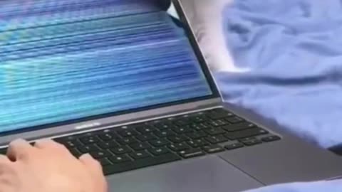 A beautiful white cat spoils its owner's computer screen with one bite