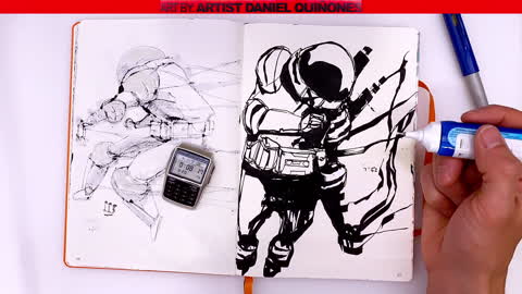 VOL.8 Time-Lapse Pen & water brush drawings without lifting pencil