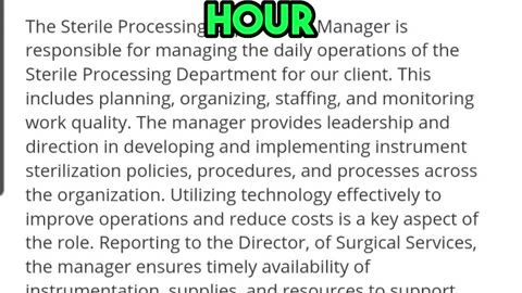 Job of the Day💰 $35-$53/hr 🔥HIRING NOW! Central Sterile Processing Manager