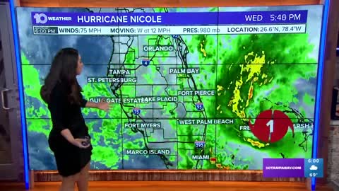 6 p.m. Wednesday | Nicole becomes hurricane while making landfall on Grand Bahama Island