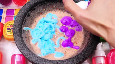 Satisfying Video Mixing Makeup Cosmetics into Clear Slime Making Shaving Foam Bath Soap