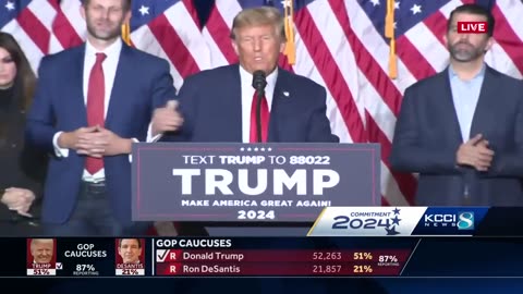 Watch_ Donald Trump speaks in Des Moines after winning 2024 Iowa caucuses