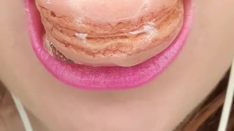 ASMR Crunchy Macaron Close Up Mouth Eating Sounds #shorts