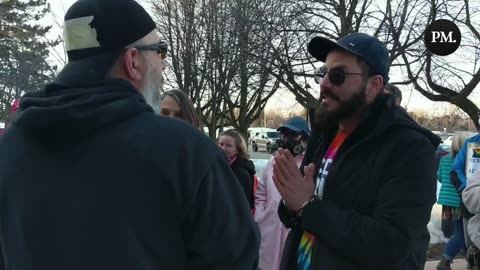 Outside the OCDSB school board meeting in Ottawa a man says "I'm a principal in this board and I'm making sure there's rainbow clubs in every single K-6 school..."