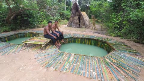 Primitive Technology Building Bamboo Underground Swimming Pool