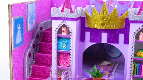 Building Cinderella's Castle 🏰 with Amazing Purple Bedroom, Living Room from Cardboard for Hamster