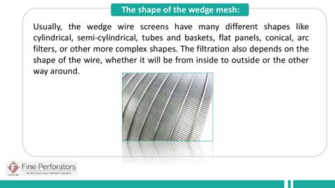 What are the General Specifications of Wedge Wire Screens?