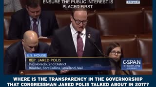 Where is the transparency in the governorship that Congressman Jared Polis talked about in 2021?