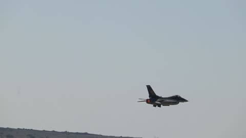 F-16 taking off and making a steep climb