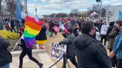 Pro-abortion protesters chant against March for Life supporters in DC