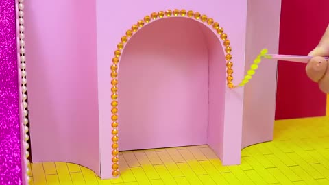 How To Make Pink Unicorn House with Bunk Bed, Rainbow Stairs from Polymer Clay | DIY Miniature House