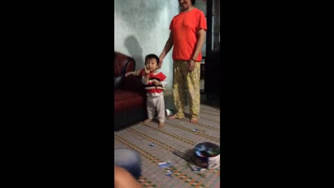 My toddler son's first steps