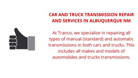 #1 Car Transmission Service in Albuquerque, NM : Tranco Transmission Repair