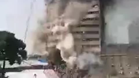 Iran: Tehran Highrise Fire Causes Tower to Collapse