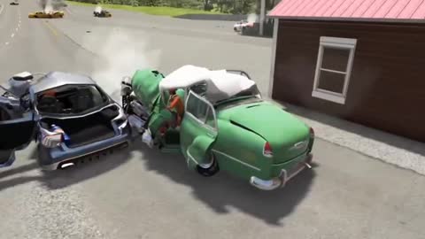 BeamNG satisfying car crashes fails rollover - Super Rampoff Jumps Gameplay