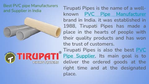 Trusted PVC Pipe Manufacturer and Supplier in India
