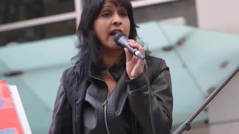 Anita Krishna, former MSM control room director, spoke at The Media Is the Virus Rally, Vancouver