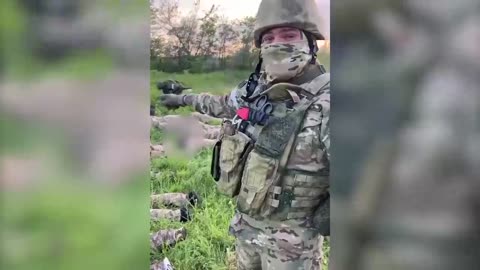 Ukrainian soldiers belonging to a reconnaissance group captured by Russian troops