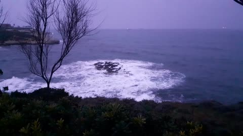 Rock sea island | Rough sea 🌊 on a windy and raining day