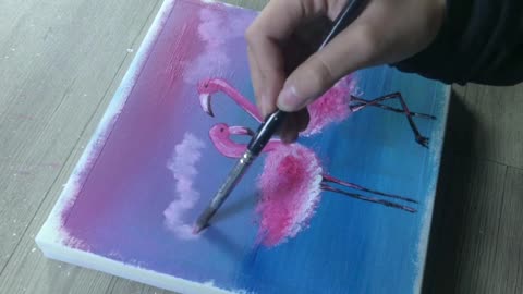Flamingo Couple, acrylic painting