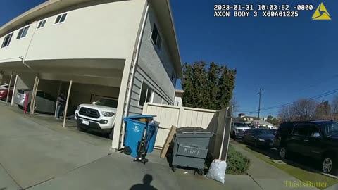 Dash and body cam shows two people reversing a stolen car and driving toward Santa Clara police