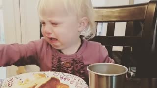 Toddler throws tantrum when butter keeps melting