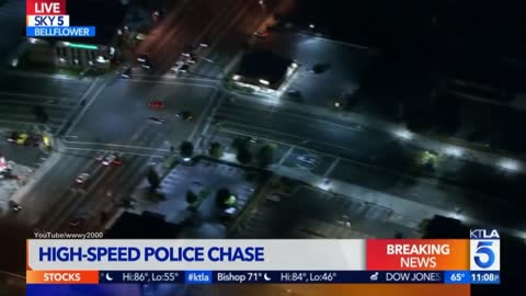 Nighttime Sport Car High Speed Police Pursuit in Los Angeles