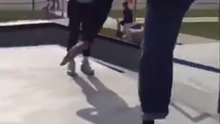 Guy skateboarding and falls