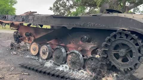 Ukraine War - Destroyed Ukrainian BMP on the Artemovsk-Seversk highway