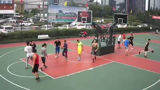 Street Basketball Pick and Roll Turns into a Bobble and Basket