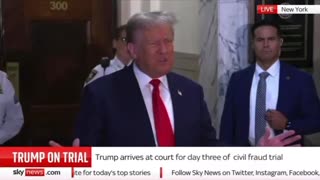 President Trump speaks to the media outside the courtroom. 10.04.23