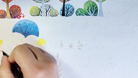 Delicate tree, how to learn to paint watercolor