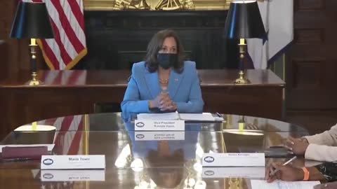 VP: ''I am Kamala Harris, my pronouns are she and her, and I am a woman sitting at the table'....